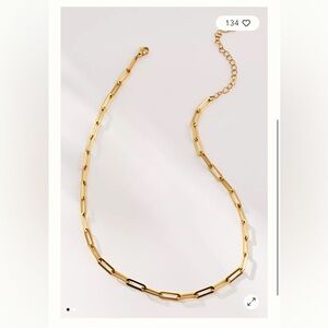 Anthropologie Polished Gold Paperclip Necklace